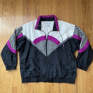 Vintage Lady Sunterra 2X 90s Funky Graphic High Neck Windbreaker Light Jacket